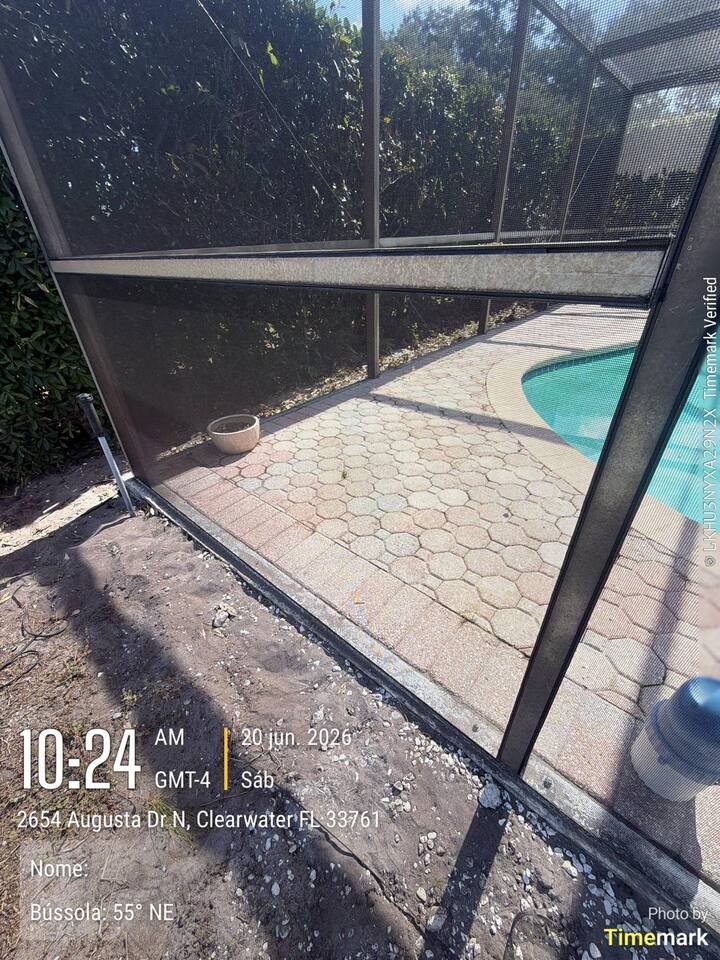 Pool enclosure panel in Clearwater after repair