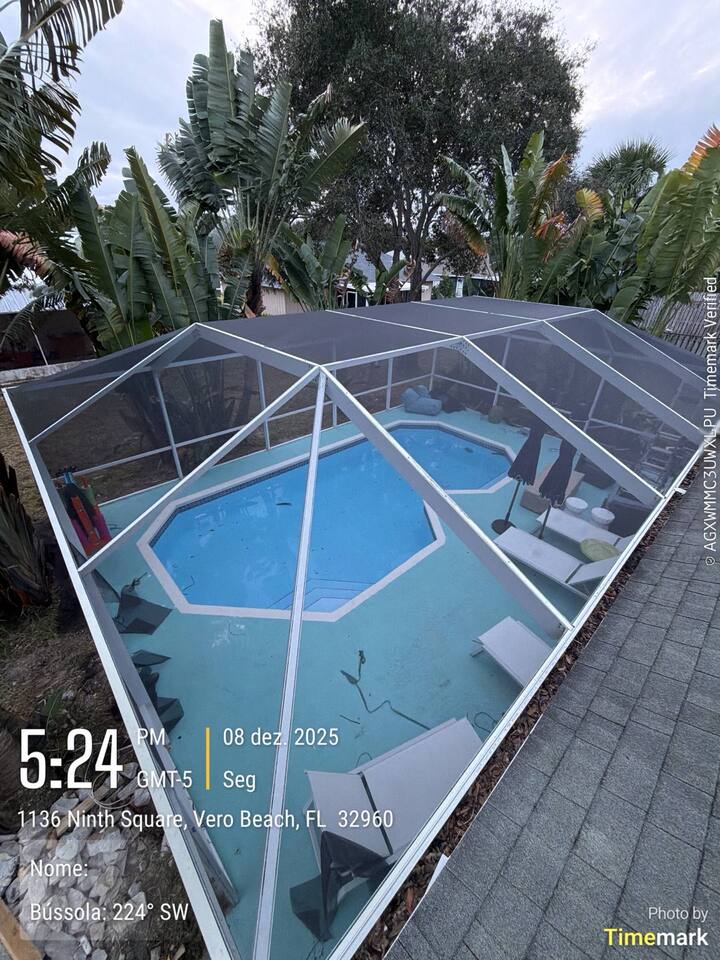Completed pool cage rescreen in Vero Beach